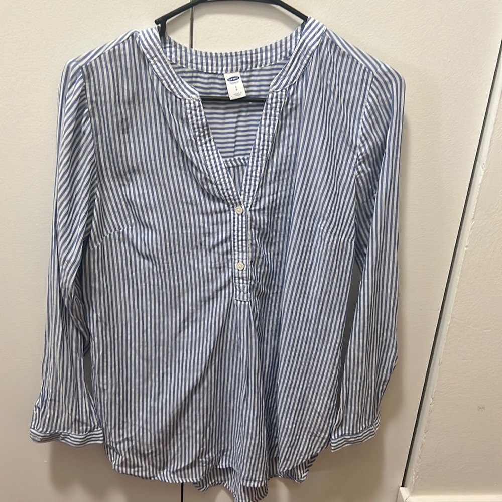 Old Navy Striped V Neck Blouse, Size Small